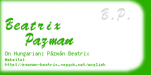 beatrix pazman business card