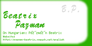 beatrix pazman business card